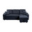 Right-facing sectional sofa with footrest, convertible corner sofa with armrest storage, living room and apartment sectional sofa, right chaise longue and dark grey W975S00006