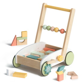 Wooden Baby Walker with Building Blocks, Push Toys for Babies Learning to Walk W979103905