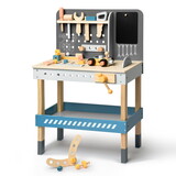 Modern Wooden Workbench with Blackboard for Kids, Tool Playset for Kids and Toddlers,Play Construction Sets for Kids W979107565