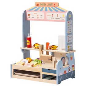 Wooden Slice & Stack Sandwich Counter with Deli Slicer,Kitchen Food Set for Toddlers and Kids Ages 3+ W979138533