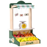 Wooden Farmers Market Stand Fruit Stall, Toy Grocery Store Set for Kids W979138573
