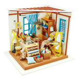 DIY Miniature Dollhouse Kit - 1/24 Sewing Room with LED Gifts for Boys Girls Women Friends (10 PCS an order) W97951352