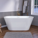 51 inch Acrylic Freestanding Bathtub Contemporary Soaking White Tub with Overflow and Pop-up Drain Gloss White W988P177093