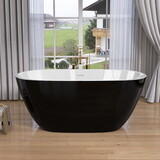 55 inch Acrylic Freestanding Bathtub Modern Stand Alone Soaking Bathtub with Overflow and Pop-up Drain Gloss Black W988P177101