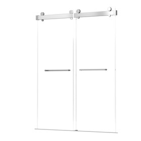 Frameless Double Sliding Shower, 57" - 60" Width, 79" Height, 3/8" (10 mm) Clear Tempered Glass, for Smooth Door with Clear Tempered Glass and Stainless Steel Hardware Brushed Nickel W995109366