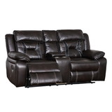 Reclining upholstered manual puller in faux leather, Brown 72.83*38.58*40.16 W99551530