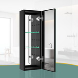 30x10 inch Medicine Cabinets Aluminum Bathroom Medicine Cabinet Adjustable Glass Shelves Black W99558946
