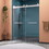 Frameless Double Sliding Shower, 69" - 72" Width, 79" Height, 3/8" (10 mm) Clear Tempered Glass, Designed for Smooth Door with Clear Tempered Glass and Stainless Steel Hardware Brushed Nickel