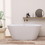 59" Acrylic Freestanding Bathtub, Gracefully Shaped Freestanding Soaking Bathtub with Brushed Nickel Drain & Minimalist Linear Design Overflow White W99564314