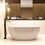 51" Acrylic Free Standing Tub Classic Oval Shape Soaking Tub Adjustable Freestanding Bathtub with Integrated Slotted Overflow and Chrome Pop-up Drain Anti-clogging Gloss White W99565054