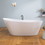 59" Acrylic Free Standing Tub - Classic Oval Shape Soaking Tub, Adjustable Freestanding Bathtub with Integrated Slotted Overflow and Chrome Pop-up Drain Anti-clogging Gloss White W99565927