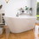59" Acrylic Free Standing Tub - Classic Oval Shape Soaking Tub, Adjustable Freestanding Bathtub with Integrated Slotted Overflow and Chrome Pop-up Drain Anti-clogging Gloss White W99565927