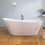 67" Acrylic Free Standing Tub - Classic Oval Shape Soaking Tub, Adjustable Freestanding Bathtub with Integrated Slotted Overflow and Chrome Pop-up Drain Anti-clogging Gloss White W99565928
