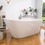 67" Acrylic Free Standing Tub - Classic Oval Shape Soaking Tub, Adjustable Freestanding Bathtub with Integrated Slotted Overflow and Chrome Pop-up Drain Anti-clogging Gloss White W99565928