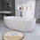 65" Acrylic Free Standing Tub - Classic Oval Shape Soaking Tub, Adjustable Freestanding Bathtub with Integrated Slotted Overflow and Chrome Pop-up Drain Anti-clogging Gloss White W99567086