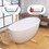 59" Acrylic Freestanding Bathtub Gloss White Modern Stand Alone Soaking Tub Adjustable with Integrated Slotted Overflow and Chrome Pop-up Drain Anti-clogging Easy to Install W99570979