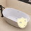 55" Acrylic Free Standing Tub Modern Oval Shape Soaking Tub Adjustable Freestanding Bathtub with Integrated Slotted Overflow and Chrome Pop-up Drain Anti-clogging Gloss White W99571287