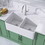 33 inch Fireclay Farmhouse Kitchen Sink Double Bowl White Apron Front Kitchen Sink, Bottom Grid and Kitchen Sink Drain Included,Ceramic Porcelain Farm Deep Sinks 50/50