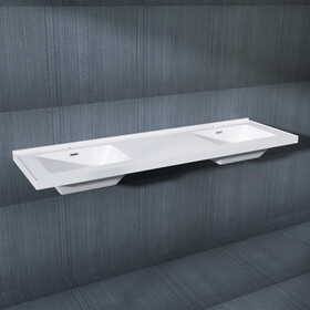 72 inch Vanity Top Bathroom Sink fit to 72" Cabinets in Glossy White Double Basin W995P204881