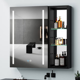 30X30 inch Bathroom Medicine Cabinets Surface Mounted Cabinets with Lighted Mirror Left, Small Cabinet No Door W995S00004