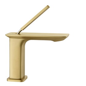 Square Single Hole Single-Handle Bathroom Sink Faucet in Brushed Gold W997125106