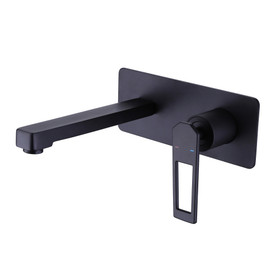 Modern Wall Mounted Bathroom Faucet with Rough-in Valve in Matte Black W99753603