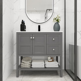 Bathroom Vanity with Soft Close Drawers and Gel Basin, 36X18