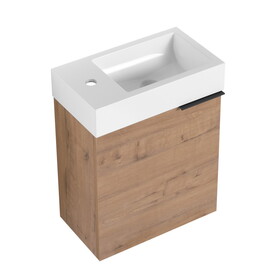 18" Floating Wall-Mounted Bathroom Vanity with White Resin Sink & Soft-Close Cabinet Door W999P180170