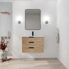 30 inch Wall Mounting Bathroomg Vanity with Sink, Soft Close Drawer and Side Shelf-G-BVB01430IMO-GRB3020MOWH
