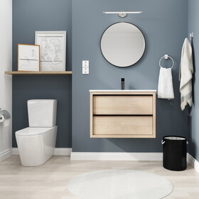 30" Floating Bathroom Vanity with 2/3 Soft Close Drawers, White Ceramic Sink-Bva02530Plo-Bl9075B(W1286S00037)