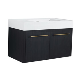 36 inch Wall-Mounted Bathroom Vanity with Sink, Thick Edged Resin Basin, KD-Package