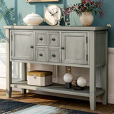 Trexm Cambridge Series Buffet Sideboard Console Table with Bottom Shelf (Antique Gray) Wf190263Aae