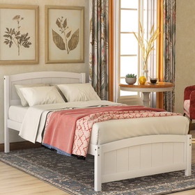 Wood Platform Bed with Headboard, Footboard and Wood Slat Support, White WF190781AAK