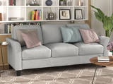 3-Seat Sofa Living Room Linen Fabric Sofa (Light Gray) WF191004AAN