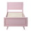 Wood Platform Bed Twin Bed Frame Mattress Foundation with Headboard and Wood Slat Support (Pink) WF192440AAH