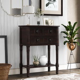 Trexm Narrow Console Table, Slim Sofa Table with Three Storage Drawers and Bottom Shelf for Living Room, Easy assembly (Espresso) Wf192646Aab
