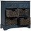 TREXM Rustic Storage Cabinet with Two Drawers and Four Classic Rattan Basket for Dining Room/Entryway/Living Room (Antique Navy) WF193442AAM