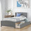 Twin size Platform Bed with Two Drawers, Gray WF194280AAE