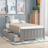 Twin Size Platform Bed with Two Drawers, Gray WF195105AAE