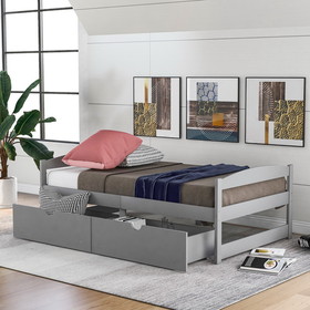 Twin Size Platform Bed, with Two Drawers, Gray Wf195910Aae