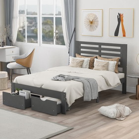 Full Size Platform Bed with Drawers, Gray Wf198181Aae