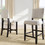 TOPMAX 2 Pieces Rustic Wooden Counter Height Upholstered Dining Chairs for Small Places, Espresso+ Beige WF198246AAE