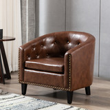 PU Leather Tufted Barrel Chairtub Chair for Living Room Bedroom Club Chairs Wf212660Aaa