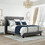 Upholstered Platform Bed with Classic Headboard, Box Spring Needed, Gray Linen Fabric, Queen Size WF280786AAE