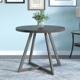 TOPMAX Mid-Century Wood Round Dining Table with X-shape Legs for Small Places, Gray WF282700AAE