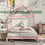 Full Size Wood Platform Bed with House-shaped Headboard (Pink) WF282821AAH