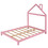 Full Size Wood Platform Bed with House-shaped Headboard (Pink) WF282821AAH