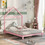 Full Size Wood Platform Bed with House-shaped Headboard (Pink) WF282821AAH