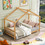 Twin Size House Platform Bed with Headboard and Footboard,Roof Design, Natural WF284064AAD