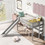 Twin Size Low Loft Bed with Ladder and Slide, Gray WF286078AAE